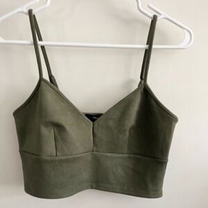 Forever 21 Cropped top tank top in olive green size large
